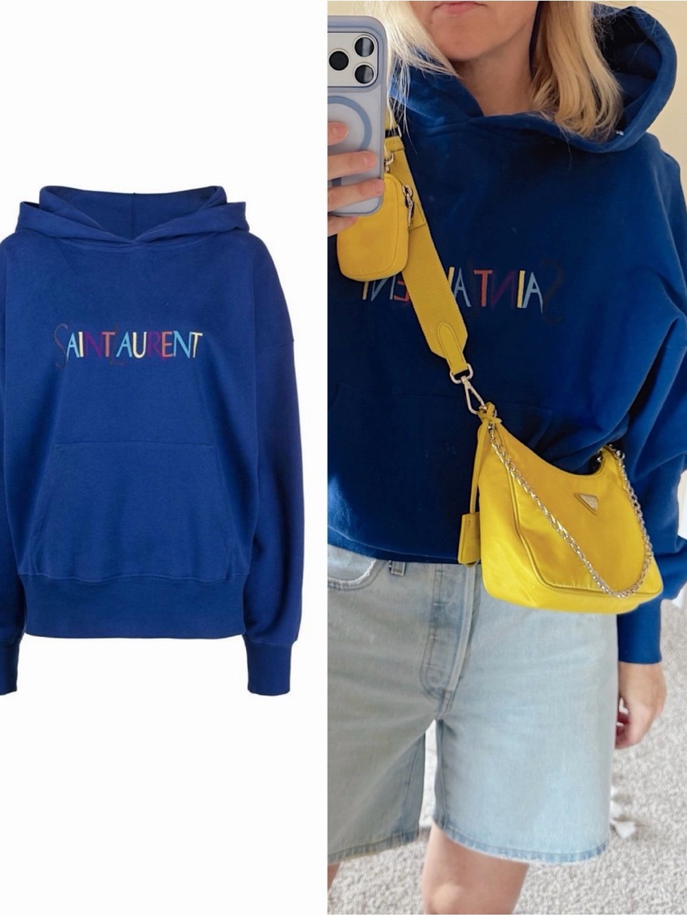 Saint Laurent YSL color logo oversized hoodie sweatshirt XS - Picture 2 of 10